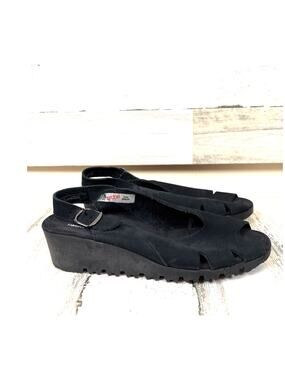Arche Womens 6.5/ EU 37 black Suede Slingback Wedge Comfort Walking Sandals